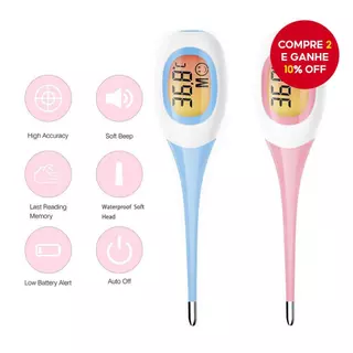 Termômetro De Febre Retroiluminado-Leitor Digital Oral/Axila À Prova D'água Com Sonda Macia , Precisão Clínica De 10 Seg em Oferta na Shopee