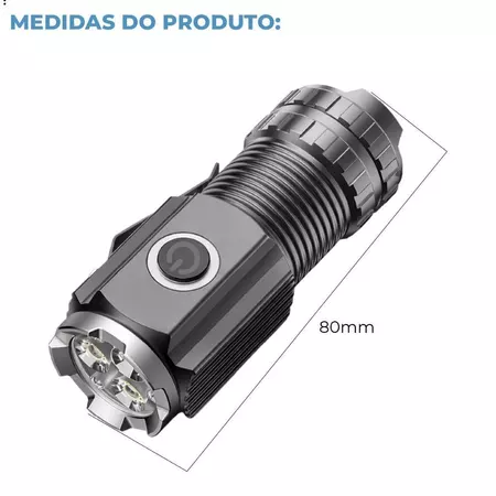 Mini Lanterna Portátil Led Imã embutido alta potência carregador USB Bivolt
