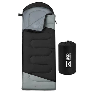 Saco De Dormir Camping Impermeável Usd Confortável 2,10m X 75cm C/ Bolsa De Transporte Cor Preto Cinza Laranja Azul