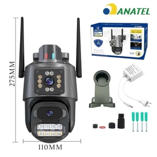 Câmera de segurança externa de lente dupla com sirene de LED e sirene de polícia  ICSEE em Oferta na Shopee