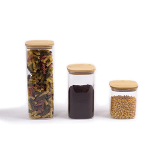 Kit Potes Hermeticos Vidro Quad Flat 1900/1400/800ml - 3 pçs Oikos em Oferta na Shopee