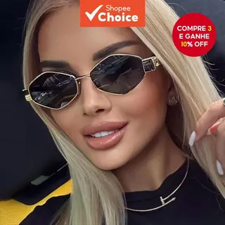 Óculos De Sol Retrô De Metal Poligonal De Verão Para Unissex – Proteção UV , Estilo Rua em Oferta na Shopee