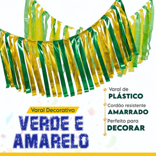 Bandeira Bandeirinha Copa Brasil Fitas Verde Amarelo Fitinhas Futebol Decoração 10M 50M 100M em Oferta na Shopee