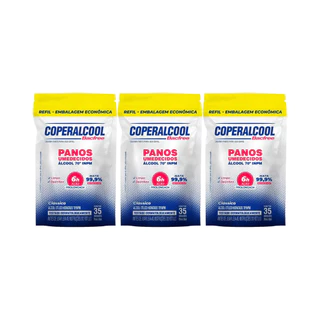 03 Pacotes de Lenço Umedecido Clássico com Álcool Refil 35 Lenços Coperalcool em Oferta na Shopee