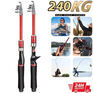 KIT2-240KG Vara De Pesca 1.6-2.1M Telescópica Fibra De Vidro Esportes Ao Ar Livre Baixo Marinho Portátil em Oferta na Shopee