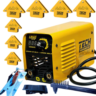 Kit inversora Solda ARC 160 TECH 220V com 7 Esquadros Magnéticos 12kg Porta Eletrodo Garra Máscara em Oferta na Shopee
