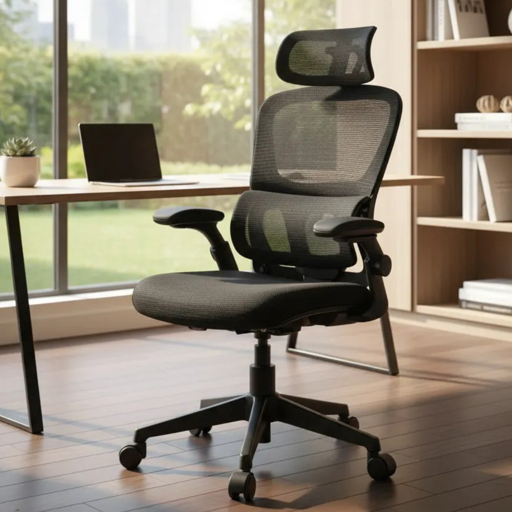 Cadeira De Escritório Ergonômica Reunião Giratória Preto Mesh Com ...