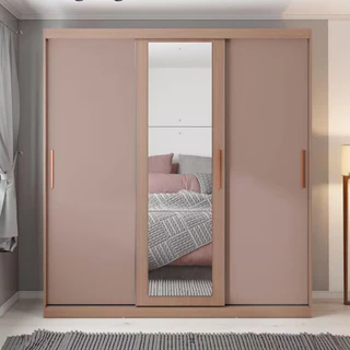 Guarda Roupa Casal Paris Bartira com Espelho 3 Portas de Correr e 2 Gavetas em Oferta na Shopee