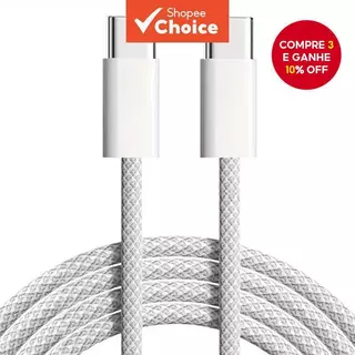 Cabo de carregamento rápido trançado durável para Phone15/16/17promax e Androids, tipo C para C, totalmente compatível em Oferta na Shopee