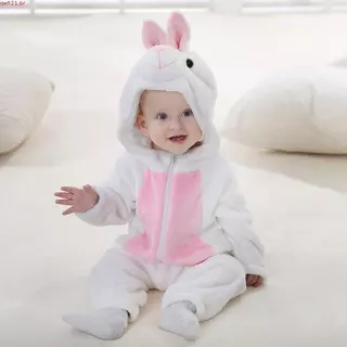 Macacão bebé Anime Infantil Inverno Pijama Aquecido/Foco Vermelho/Pato/Coelho Conjunto Com Capuz em Oferta na Shopee