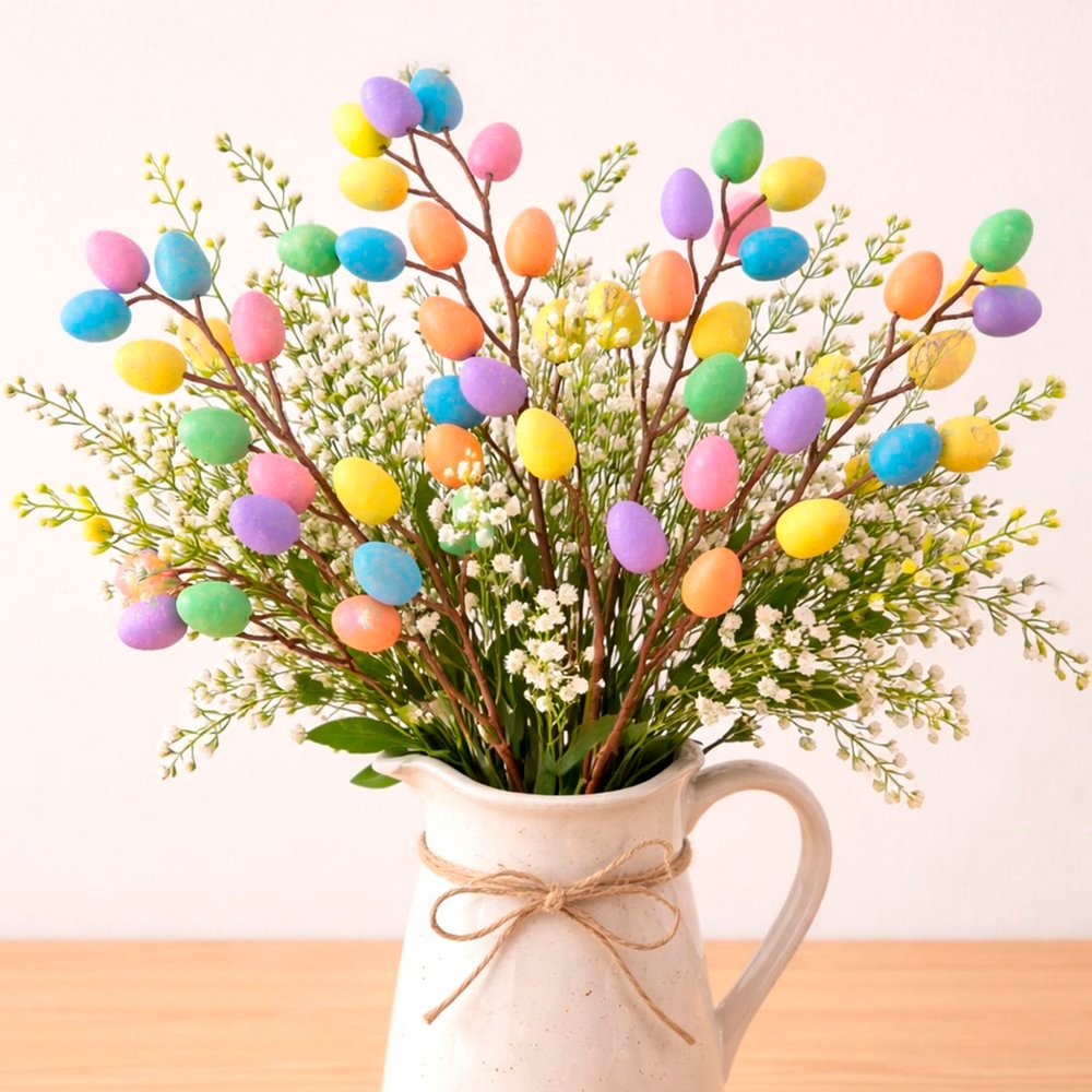 Galho Ramo Com Ovos Enfeite Decorativo Páscoa 40cm Kit 2pçs | Shopee Brasil