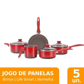 Jogo de Panelas Brinox Cerâmic Life Smart Vermelha - 5 Peças em Oferta na Shopee