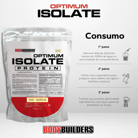 Whey Optimum Isolate Protein 900g Para Ganho de Massa Muscular Magra Bodybuilders