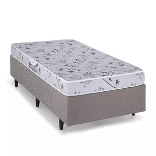 Cama Box Solteiro Herval St. Louis, Espuma D28, Suede Bege, 53x88x188 cm em Oferta na Shopee