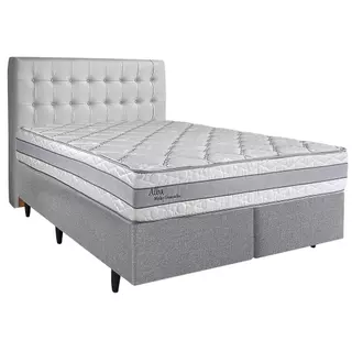 Cama Box com Cabeceira King Herval Alba, Molas Ensacadas, 65x193x203 cm em Oferta na Shopee