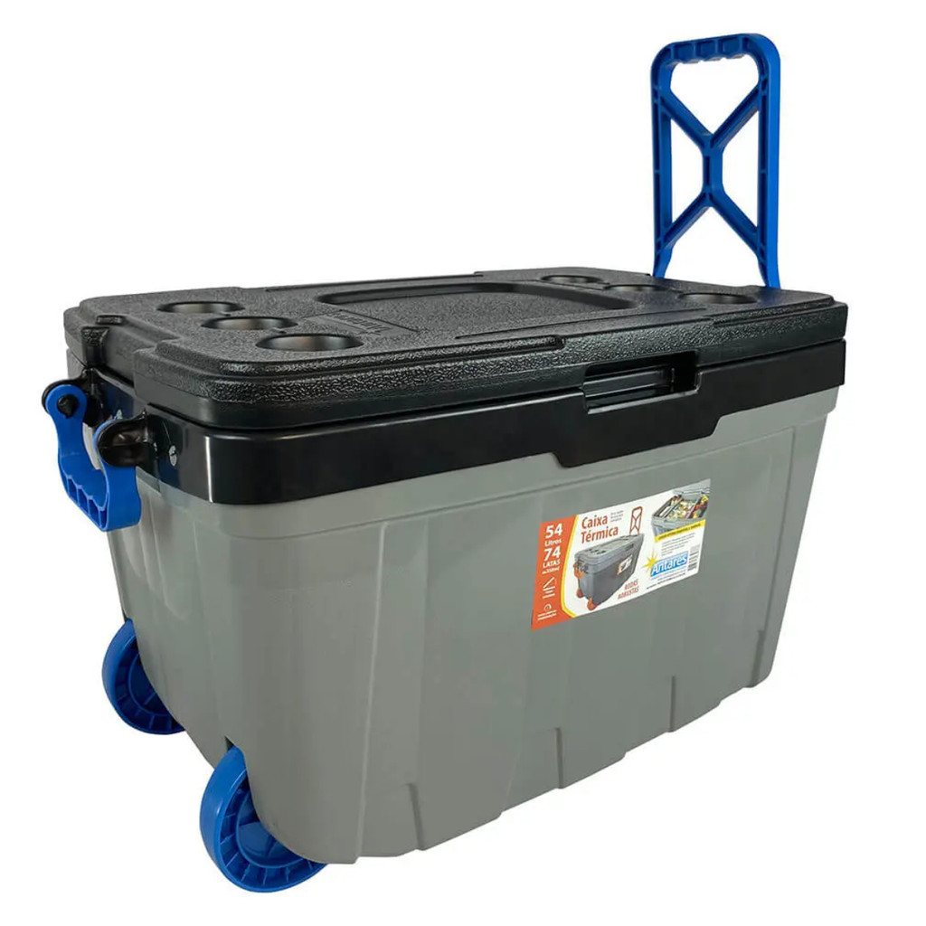 Caixa Térmica CROSS Cooler Grande 54L Com Rodas Resistente Praia ...
