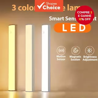Luz LED Recarregável USB Noturna Sensor De Movimento Brilho Sem Fio Inteligente Iluminação Ajustável em Oferta na Shopee