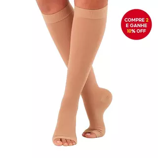 Meias De Suporte Diário De 3/4 Comprimento Para Mulheres-Unissex Médio Panturrilha (Tom De Pele E Preto) em Oferta na Shopee