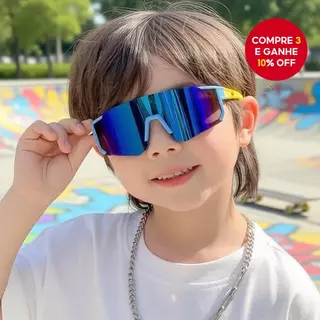 Óculos de sol esportivos para crianças com proteção UV para meninos e meninas, ideais para ciclismo e passeios ao ar em Oferta na Shopee