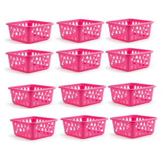 Kit 12 Cestos Organizador Multiuso Pequeno Armário Gaveta Lavanderia Pink em Oferta na Shopee