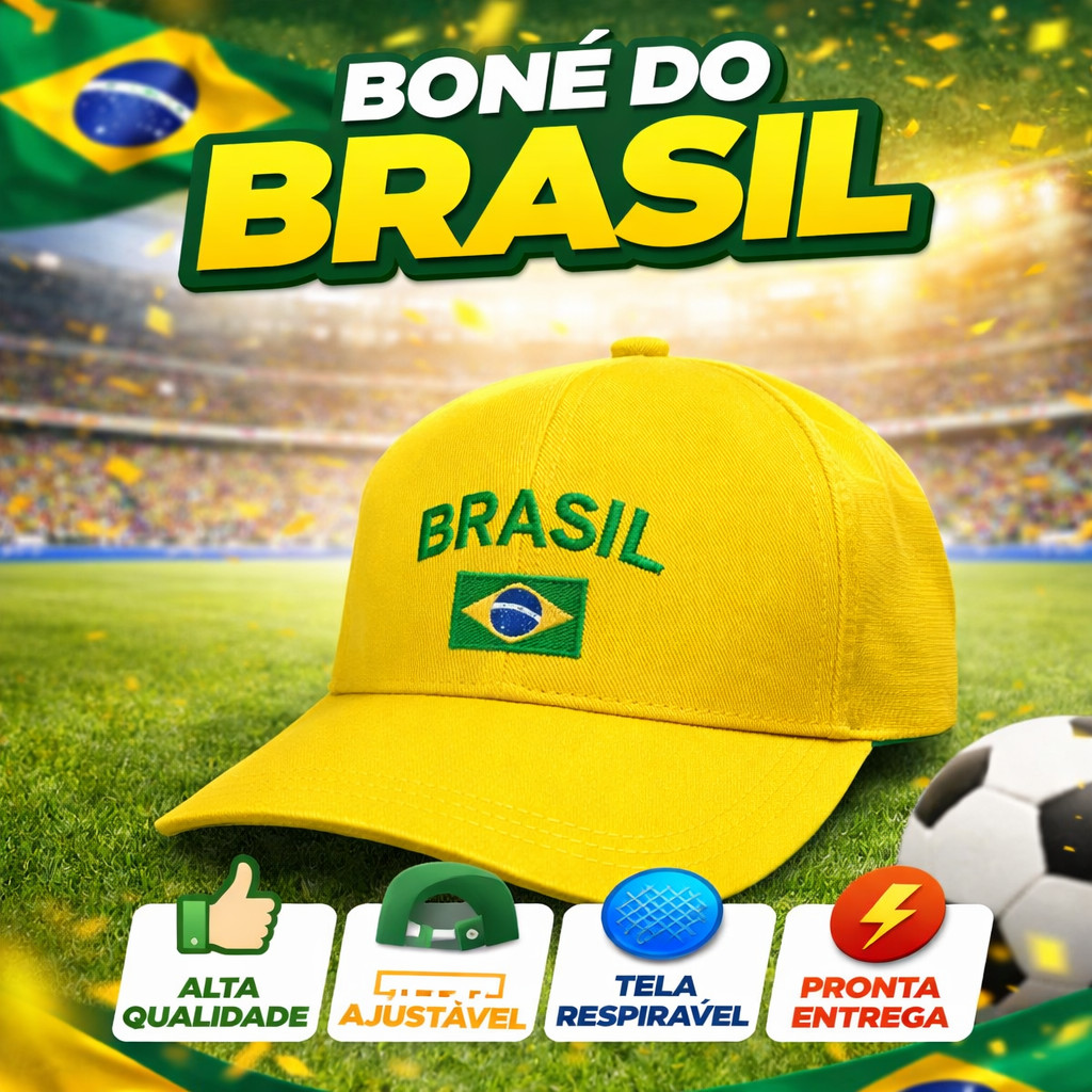 Boné do Brasil Verde Amarelo Copa do Mundo 2026 Fifa Tecido Bordado Ajustável Futebol Adulto Masculino e Feminino em Oferta na Shopee