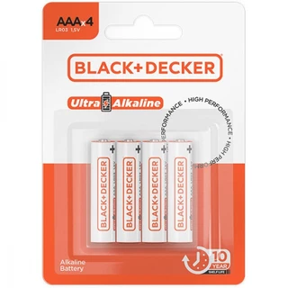 Pilha alcalina palito AAA com 4 unidades BDBT-0AAA-04 Black + Decker em Oferta na Shopee