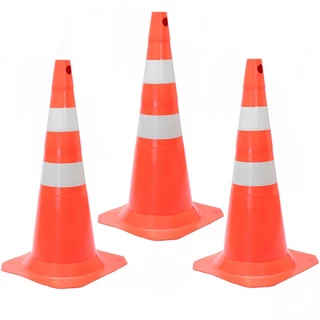 Kit 3 Cones para sinalização 75 cm com 2 faixas - RM-41 em Oferta na Shopee