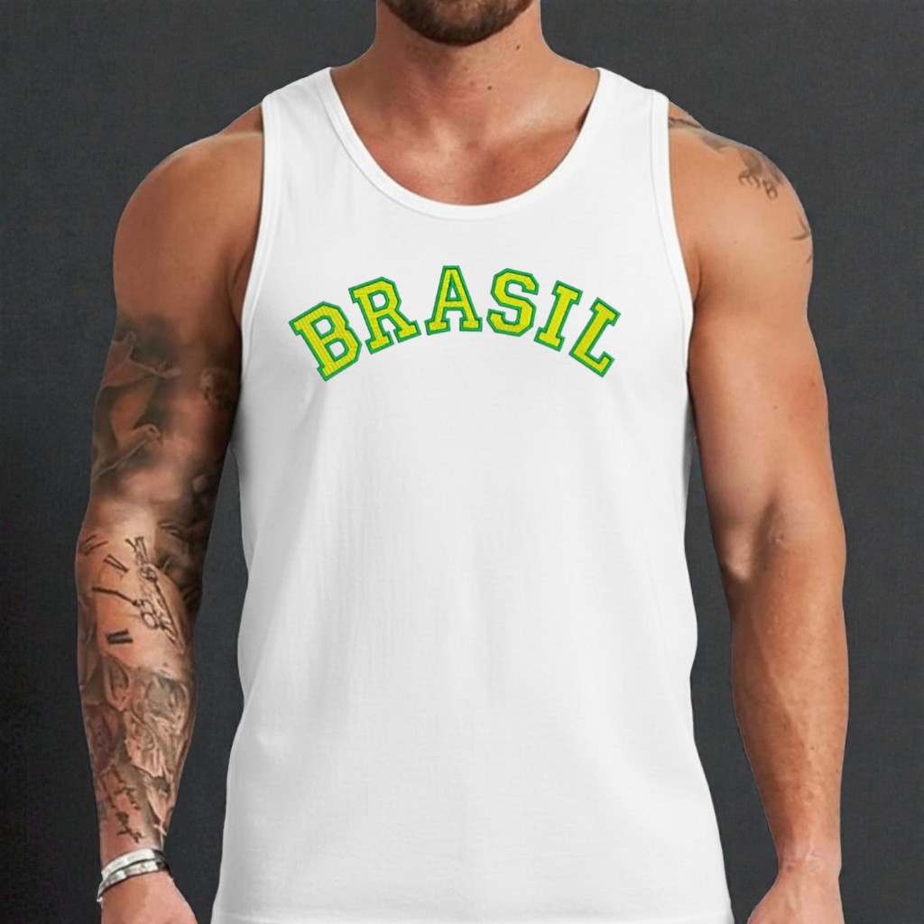 Camiseta Regata Masculina Brasil copa do mundo treino e Lazer 100% algodão em Oferta na Shopee