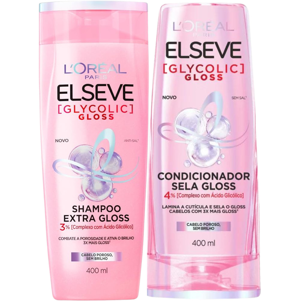 Kit Shampoo e Condicionador Elseve Glycolic Gloss 400ml | Shopee Brasil