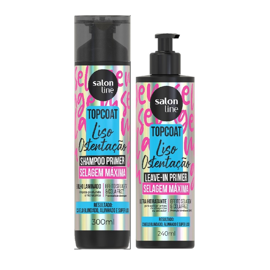 Salon Line TopCoat Liso Ostentação Kit Shampoo+Leave-in | Shopee Brasil