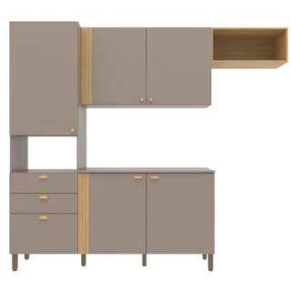 Cozinha Compacta Bartira Pérola com 5 Portas, 2 Gavetas, 1 Gavetão e 4 Prateleiras em Oferta na Shopee