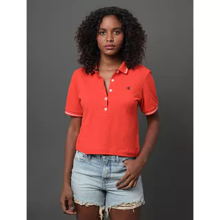 Polo Feminina Piquet Duplo Calvin Klein Jeans - Vermelho em Oferta na Shopee