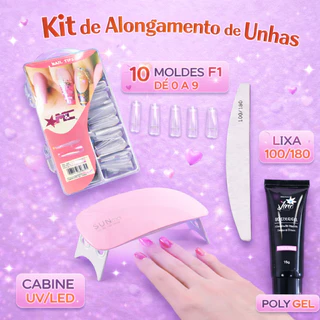 4 em 1 Kit Alongamento Poligel Polygel + Molde F1 + Lixa + Mini Cabine De Unha em Oferta na Shopee