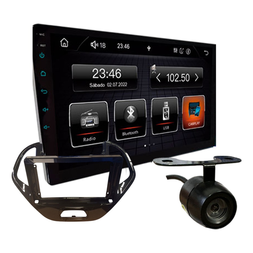KIT CENTRAL MULTIMIDIA ROADSTAR 9 POL RS7009BR SLIM CARPLAY FORD KA FREESTYLE 2014 A 2018