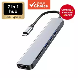 Tipo C HUB Porta USB 7 Em 1 Docking Station USB3.1 4K HDMI Splitter PD Carregamento Para Macbook PC Laptop em Oferta na Shopee