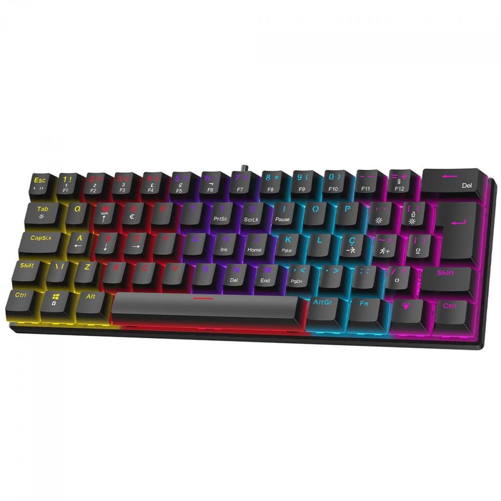 Teclado Mecânico Gamer Ninja Leap 60% Switch Blue Rainbow ABNT2