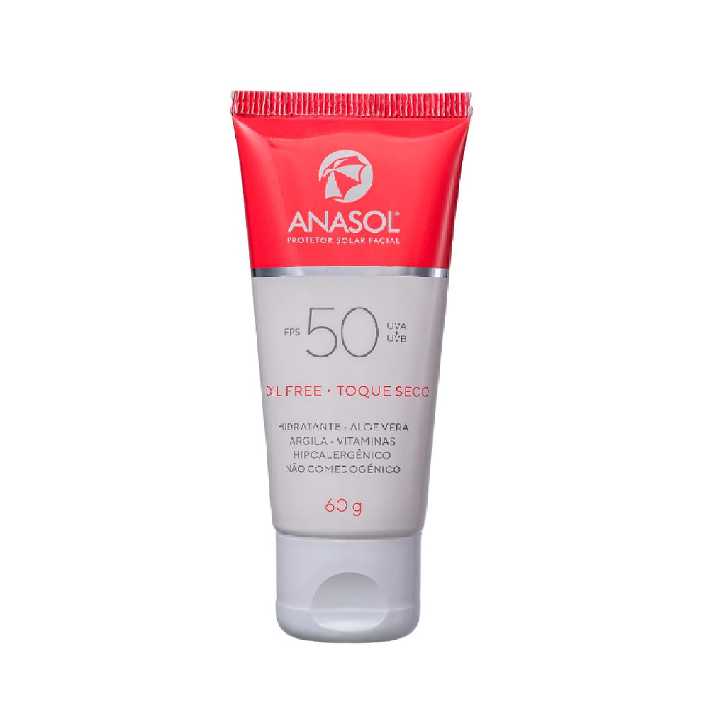 Anasol Protetor Solar Facial FPS 50 Oil Free Toque Seco 60g | Shopee Brasil