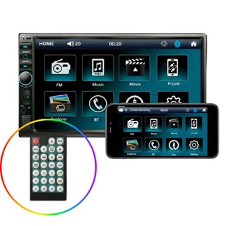 Central Multimídia MP5 H-Tech 7 Pol Espelhamento Android iOS Bluetooth Rádio FM USB SD 1 Din 2 Din