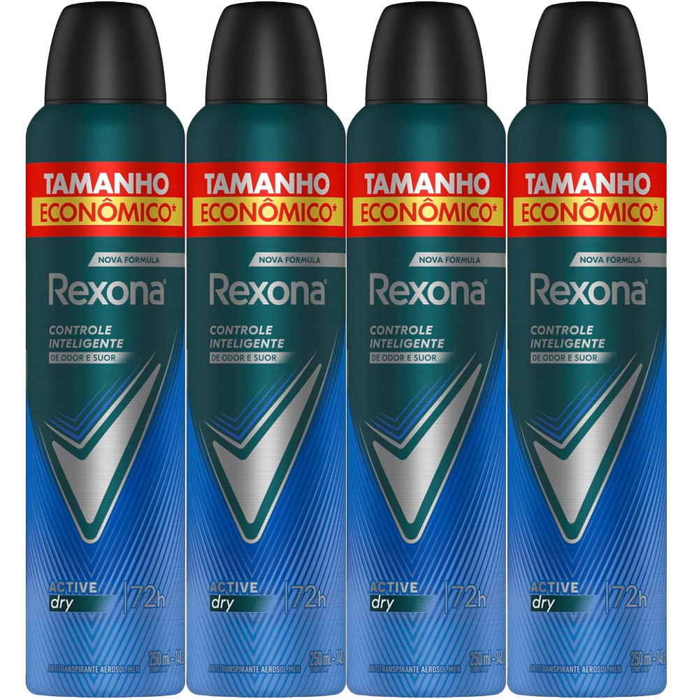 Kit Desodorante Antitranspirante Aerosol Rexona Active Dry 72
