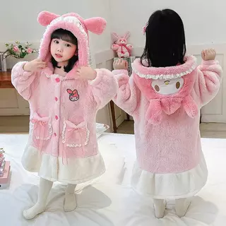 [Novo] Pijamas Para Meninas Outono E Inverno Grossos De Lã Coral Bebês Roupões De Banho Infantis jdpu em Oferta na Shopee