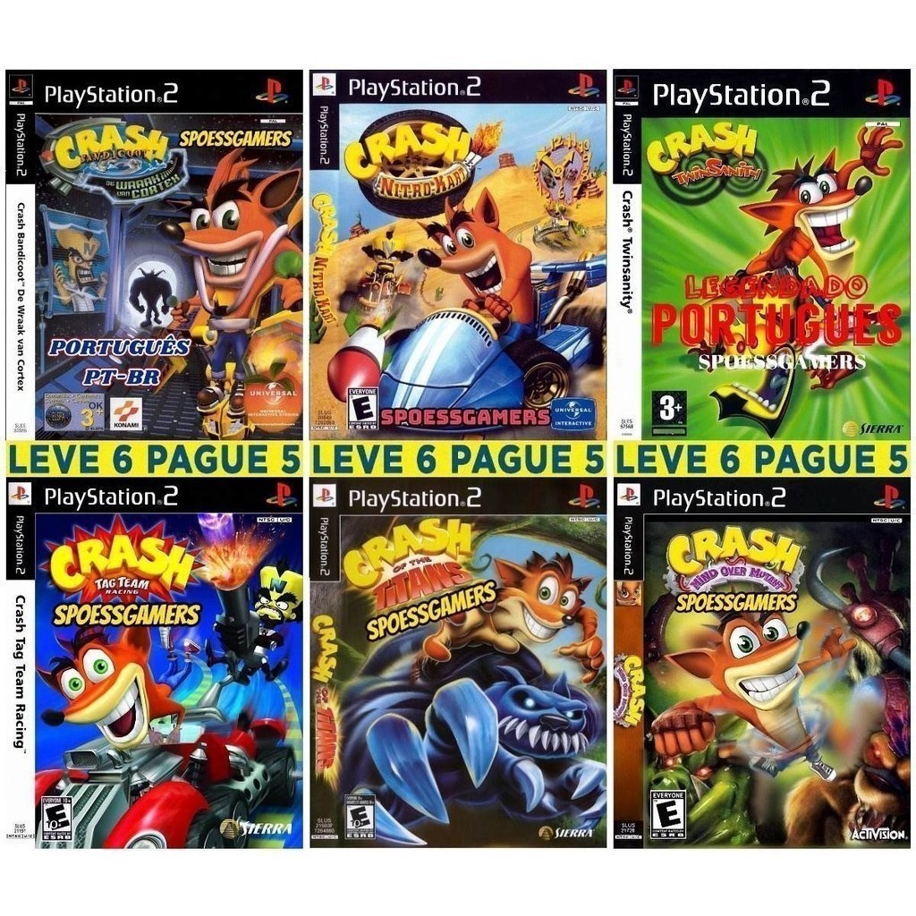 CRASHDIET DVDセット Ps2 Crash Bandicoot Coleção ( 6 Dvds ) Patch Portugues Me Z Z