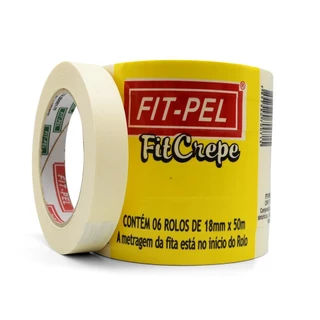 Fita crepe adesiva 18mm x 50m com 6 peças 10401404 Fit-Pel em Oferta na Shopee