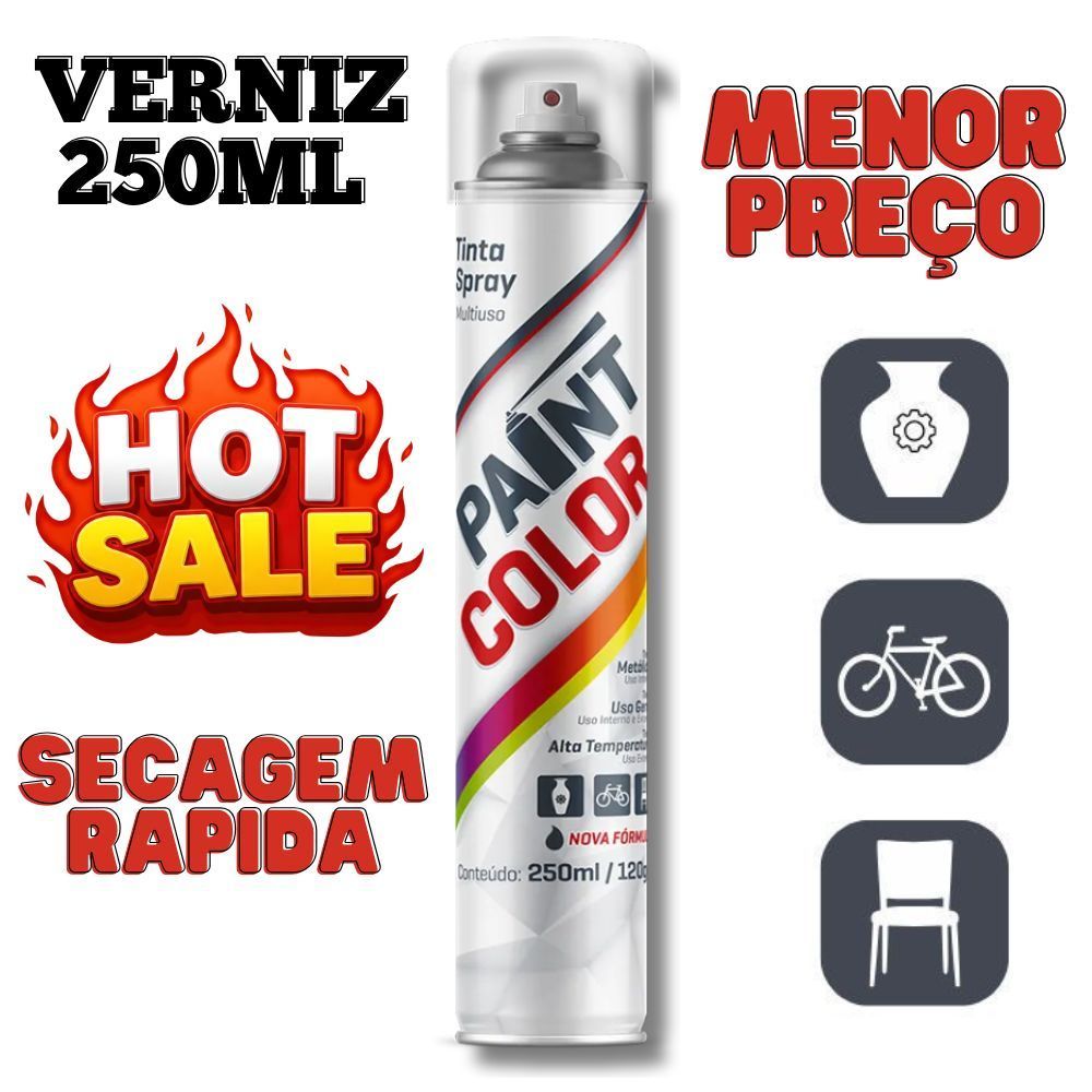 Tinta Sprays Verniz PaintColor 250ml Secagem Rápida | Shopee Brasil