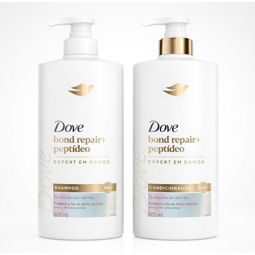 Dove Kit Bond Repair + Peptídeo Shampoo 600ml + Condicionador 600ml ...