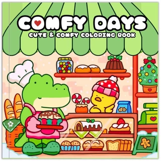 Livro de Colorir Comfy Days 40 Páginas Grossas | Cute Cozy 21x21 | Frete Grátis em Oferta na Shopee