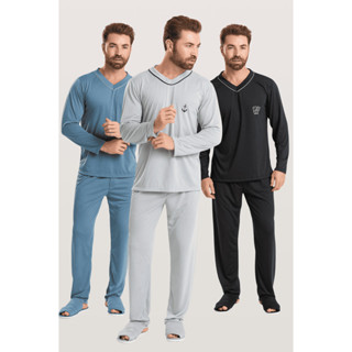 KIT 3 Pijama Longo De Inverno Masculino Adulto em Oferta na Shopee