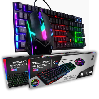 Kit gamer teclado semi mecânico + mouse led chroma rgb iluminado jogos pc usb