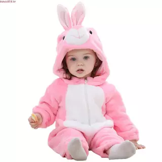 Macacão bebé Anime Infantil Inverno Pijama Aquecido Pijamas/Red Fox/Duck/Rabbit Set Hooded em Oferta na Shopee