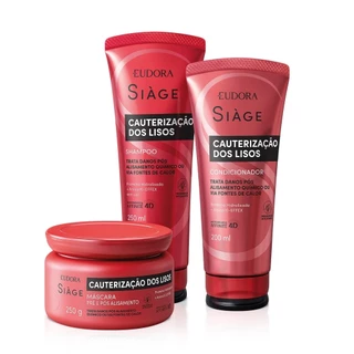 Eudora Kit Siàge Cauterização dos Lisos: Shampoo 250ml + Condicionador 200ml + Máscara Capilar 250g em Oferta na Shopee