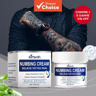 XIMONTH Creme de Anestesia para Tatuagem (30g), Creme Anestésico de Alta Potência para Depilação, Tatuagem e Piercings em Oferta na Shopee